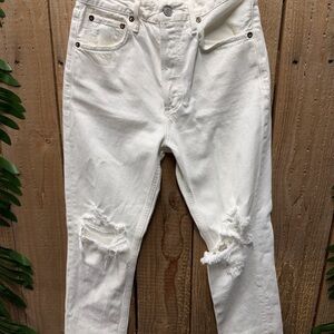 Agolde White Distressed Jeans size 25